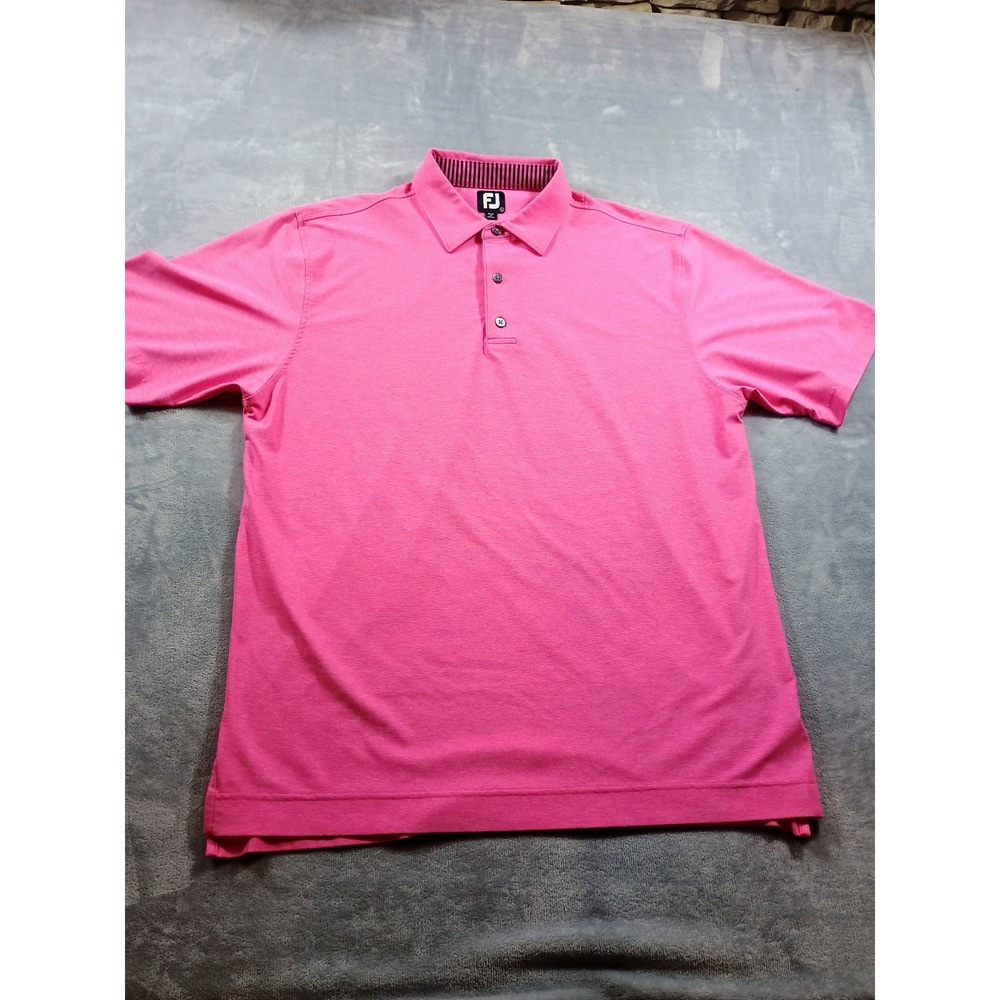 FootJoy Mens Performance Golf Polo Pink Large Stretch Moisture Wicking
